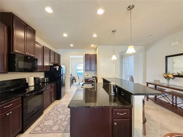 a large kitchen with lots of counter space