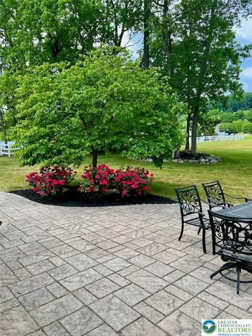 a view of a park that has a tree on the side of it
