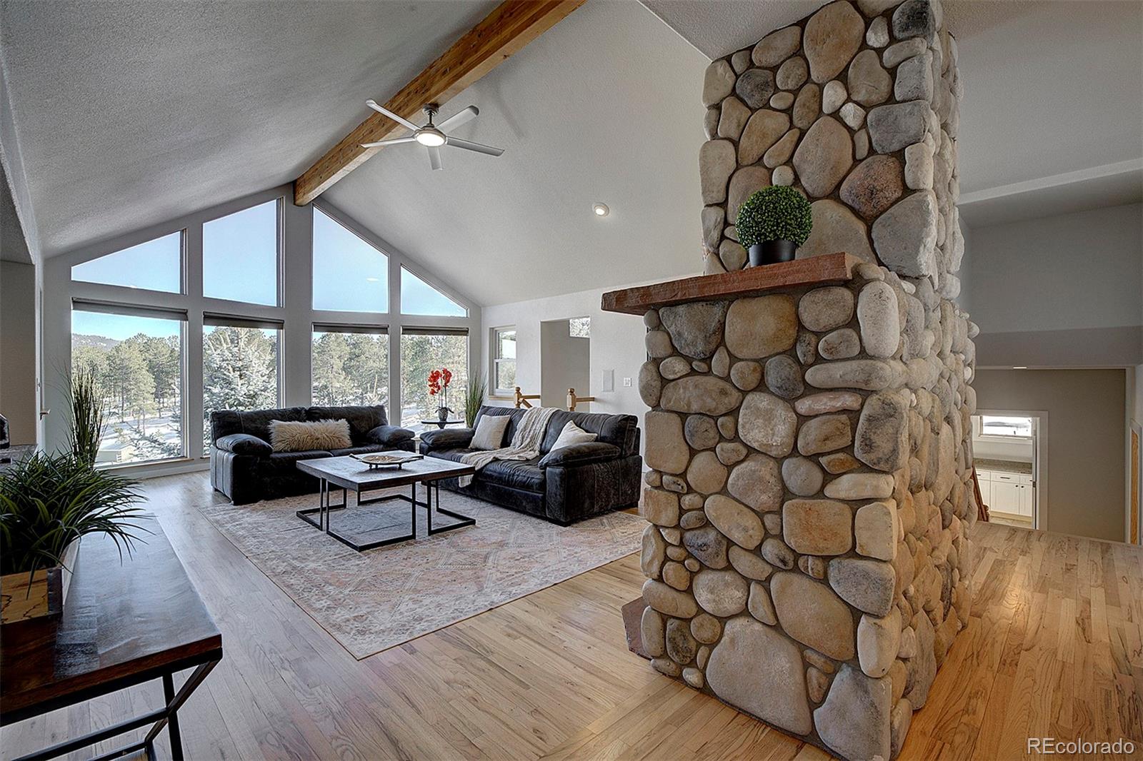 5371 Hazel Road Evergreen, CO 80439 - Photo 19 of 47 a living room with furniture and wooden floor