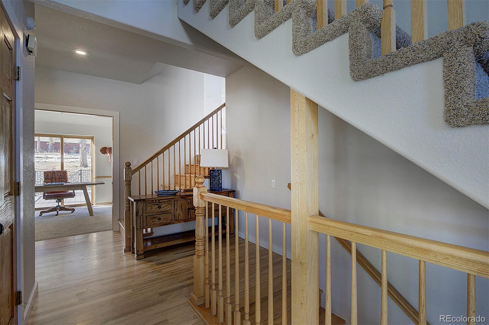 5371 Hazel Road Evergreen, CO 80439 - Photo 35 of 47 a view of entryway and hall with wooden floor