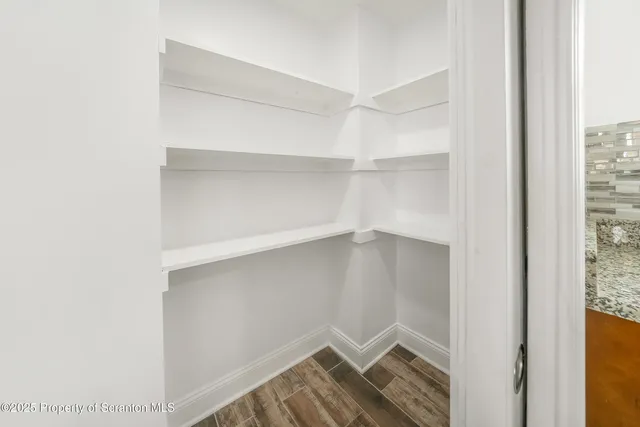 a view of an empty walk in closet