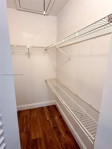 a view of a room with racks on the wall