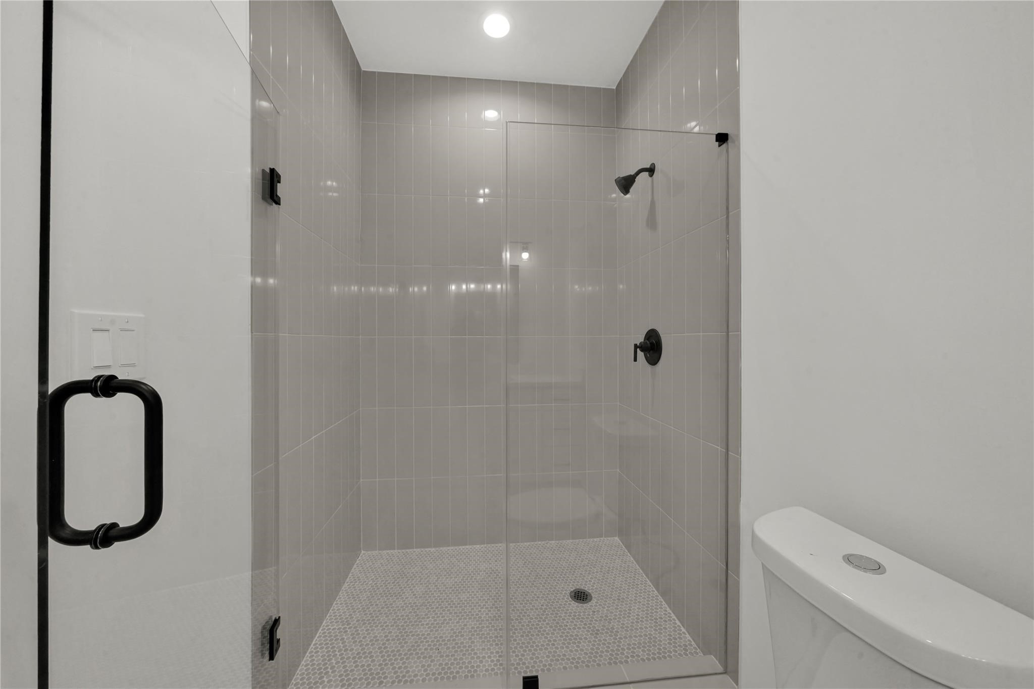 8402 Double, Unit B Houston, TX 77088 - Photo 14 of 21 a bathroom with a granite countertop sink toilet and shower