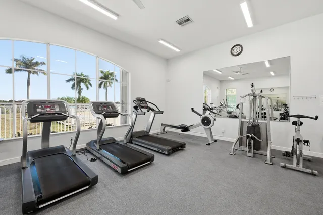 a view of a room with gym equipment