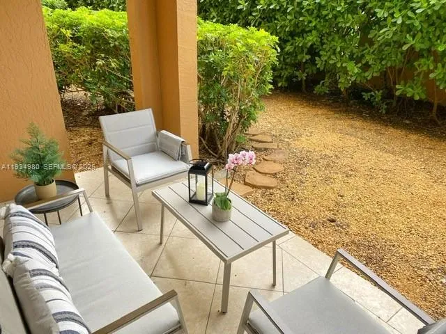 a view of an outdoor seating area