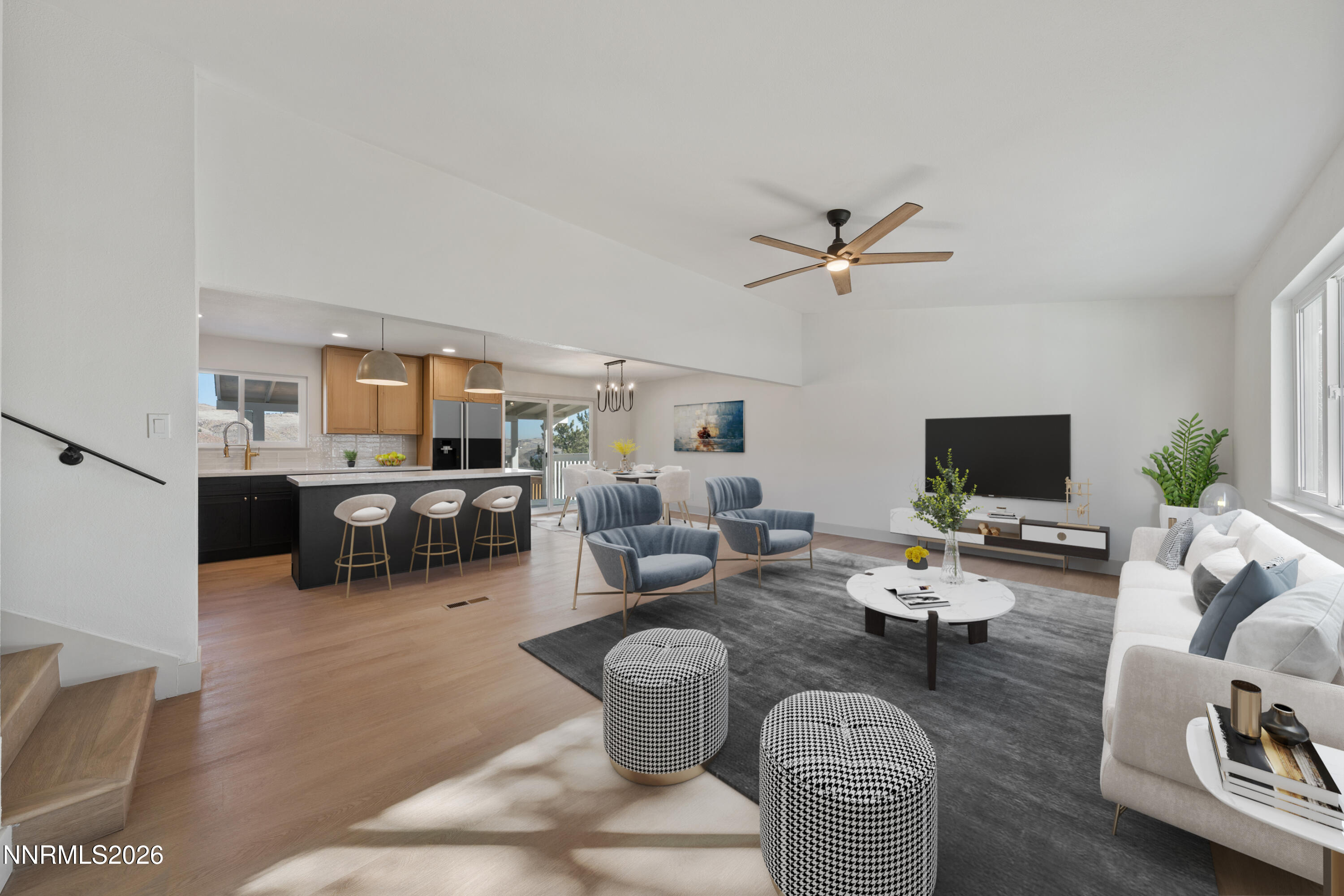 8 Zane Grey Lane Reno, NV 89523 - Photo 3 of 43 a living room with furniture kitchen view and a flat screen tv