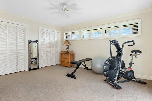 a view of a workspace with gym equipment