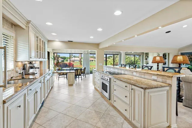 a kitchen with lots of counter top space