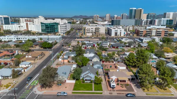 an aerial view of a city