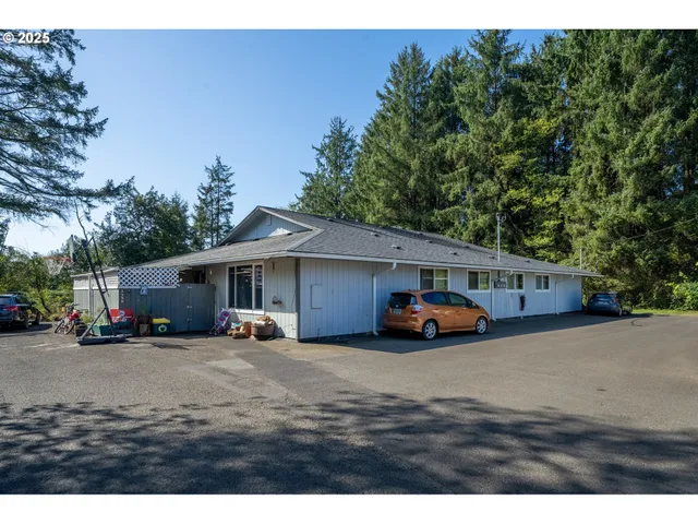 a car parked in front of a house
