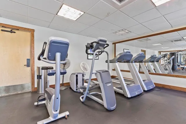 a view of a room with gym equipment