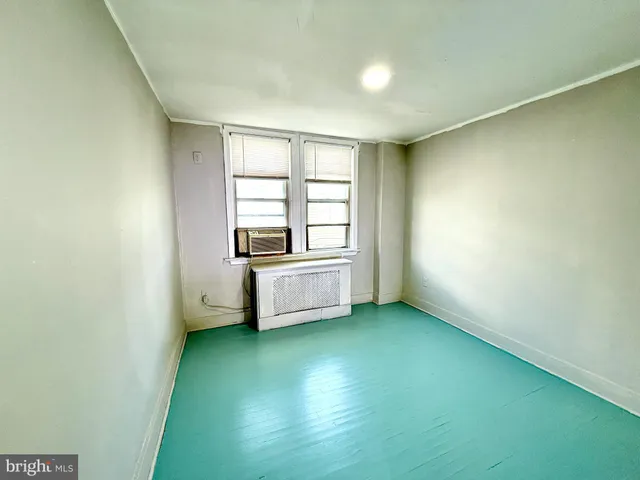 an empty room with closet