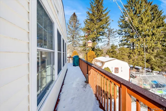 a view of a road with snow on the road