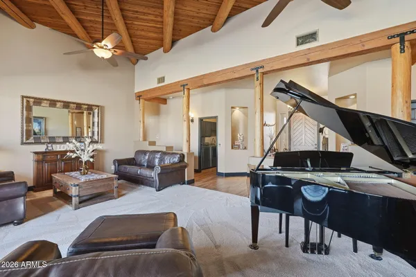 a living room with furniture