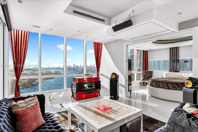 a living room with furniture