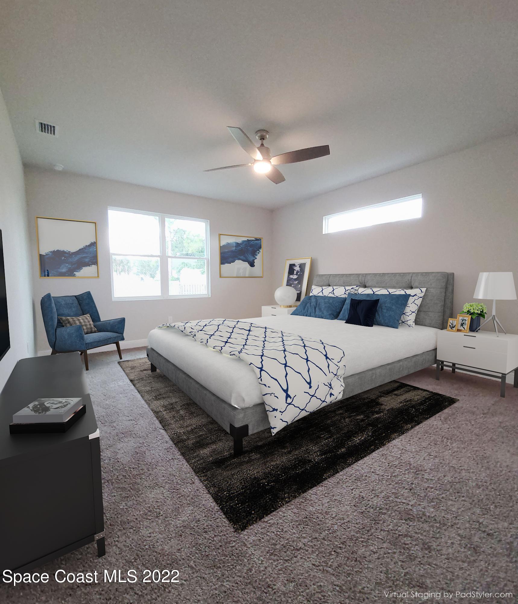 736 Doverbrook Road Northwest Palm Bay, FL 32907 - Photo 9 of 17 Virtually Staged Primary BR