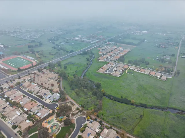 an aerial view of a house