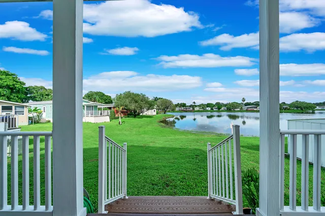 a view of a garden from a balcony