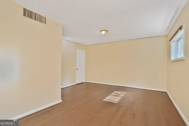 an empty room with a workbench
