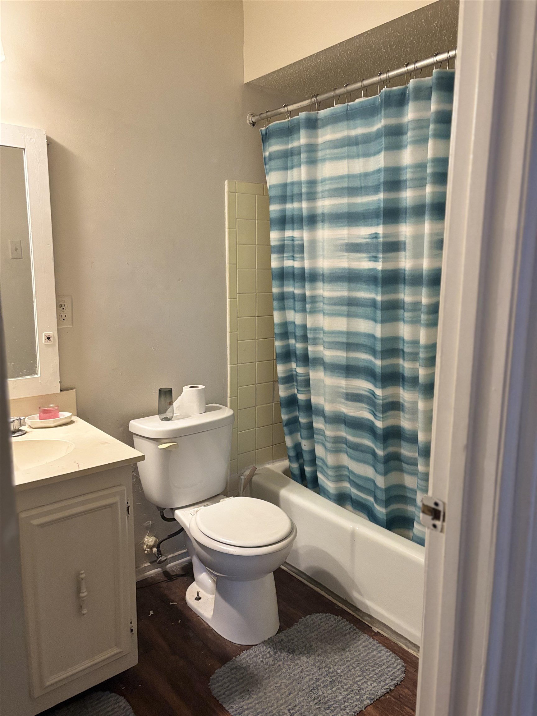 3626 Outland Road, Unit 86 Memphis, TN 38118 - Photo 20 of 24 Full bath featuring toilet, wood finished floors, shower / tub combo with curtain, and vanity