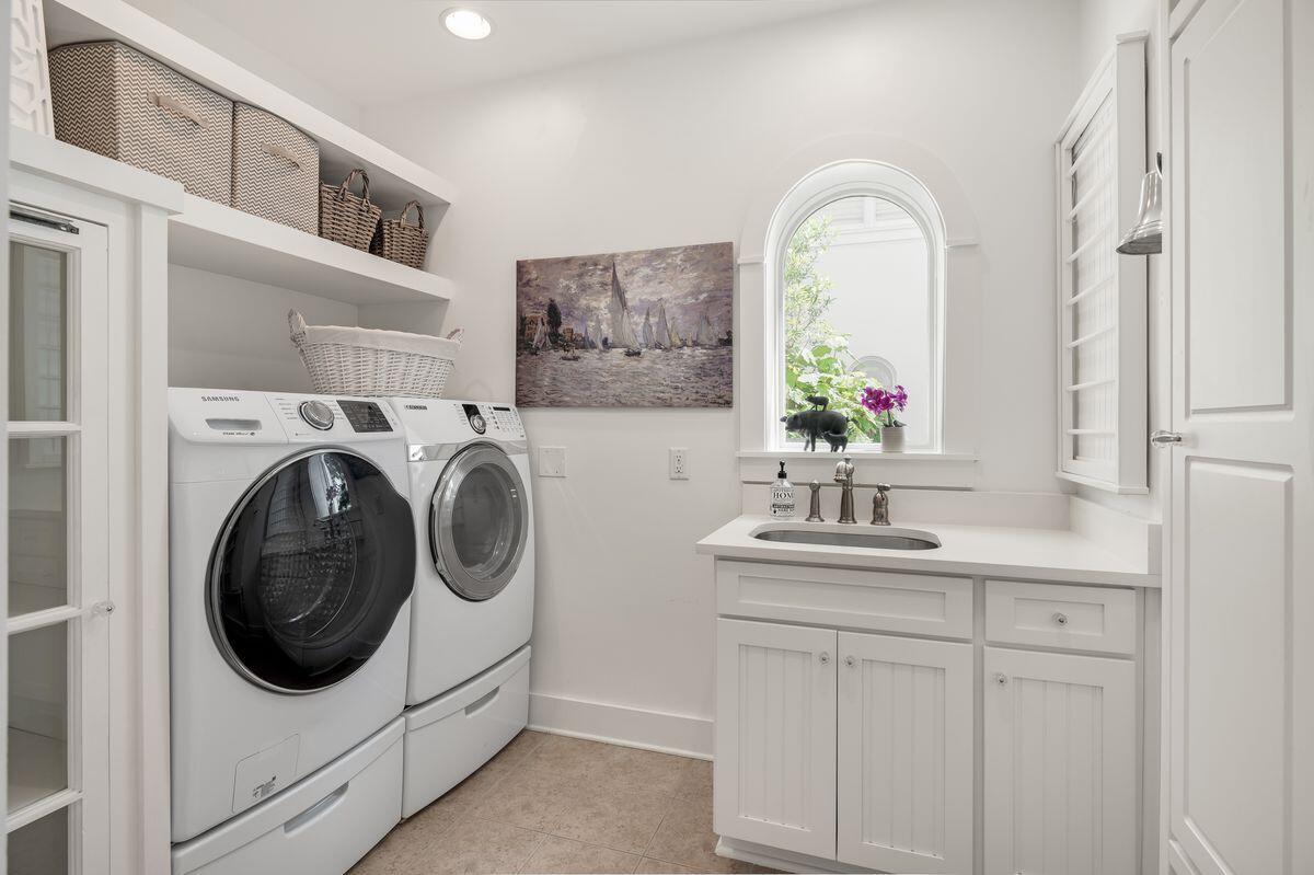 187 Cypress Drive Santa Rosa Beach, FL 32459 - Photo 40 of 58 a utility room with sink dryer and washer