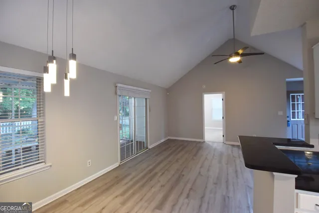 a view of a livingroom with a window