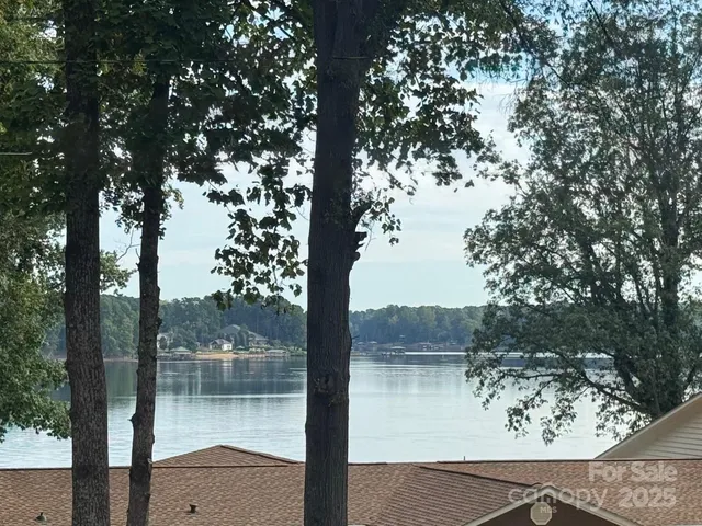 a view of lake with green space