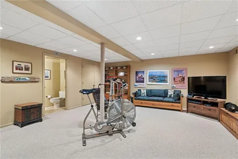 a view of a room with gym equipment