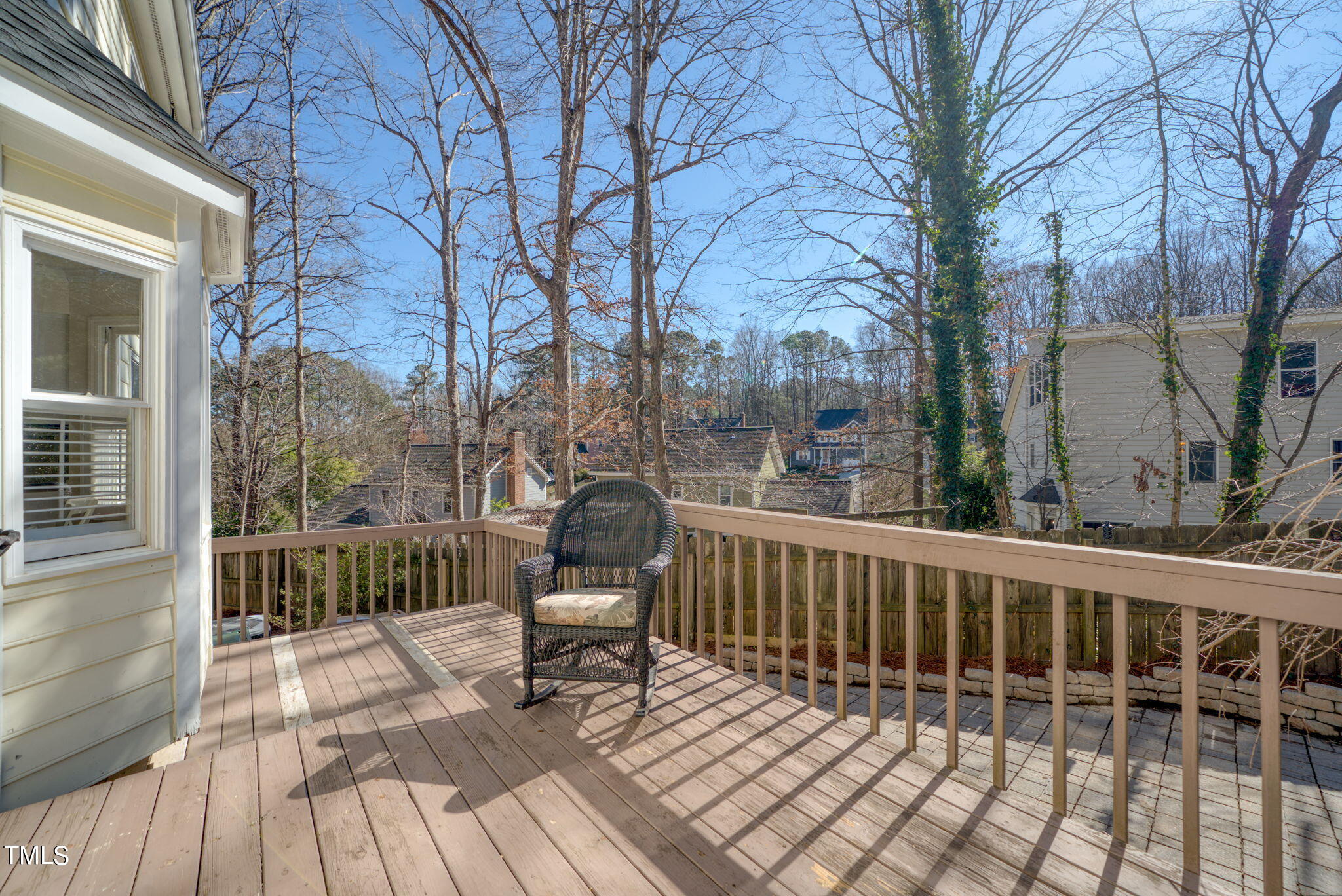 4117 Cary Oaks Drive Apex, NC 27539 - Photo 32 of 38 a view of a chairs on wooden deck