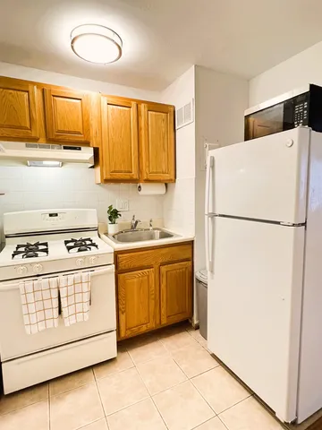a kitchen with a refrigerator a stove a sink and a cabinets