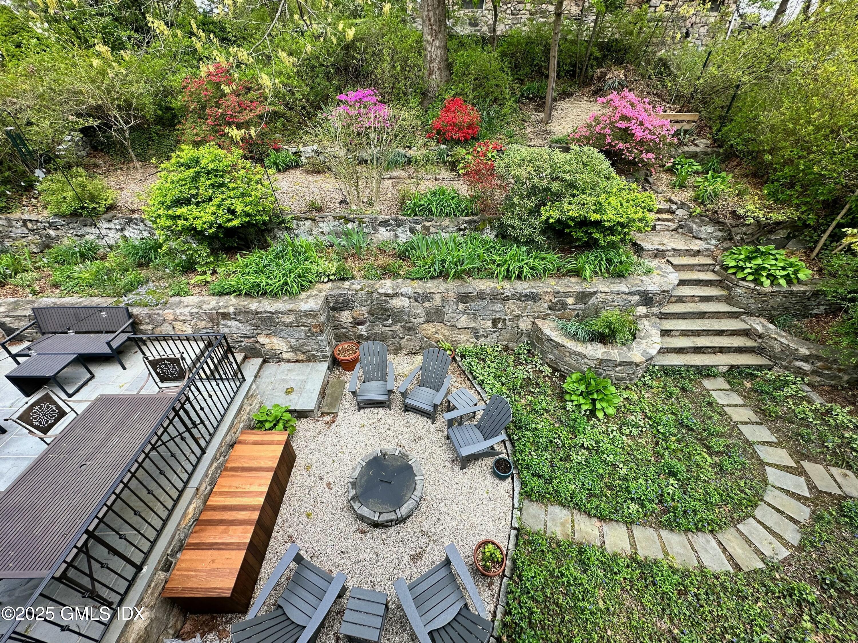 71 Valleywood Road Cos Cob, CT 06807 - Photo 31 of 35 Terraced Garden/ Firepit