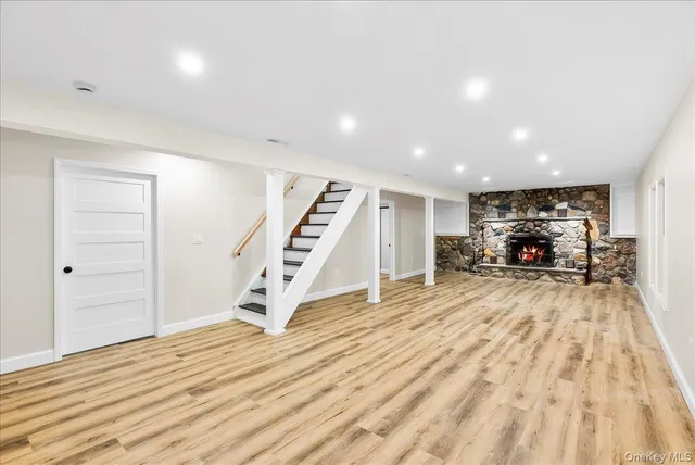 a view of a fireplace in a room