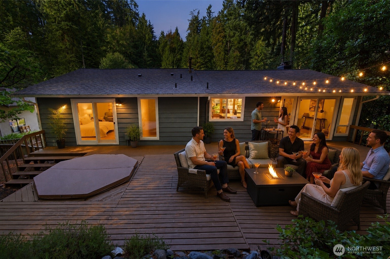 20911 30th Drive Southeast Bothell, WA 98021 - Photo 31 of 37 a view of a patio with table and chairs with wooden floor and fence