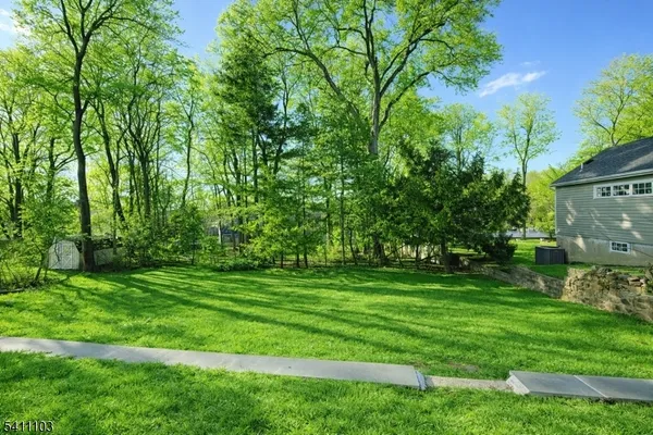 a view of a grassy field with trees