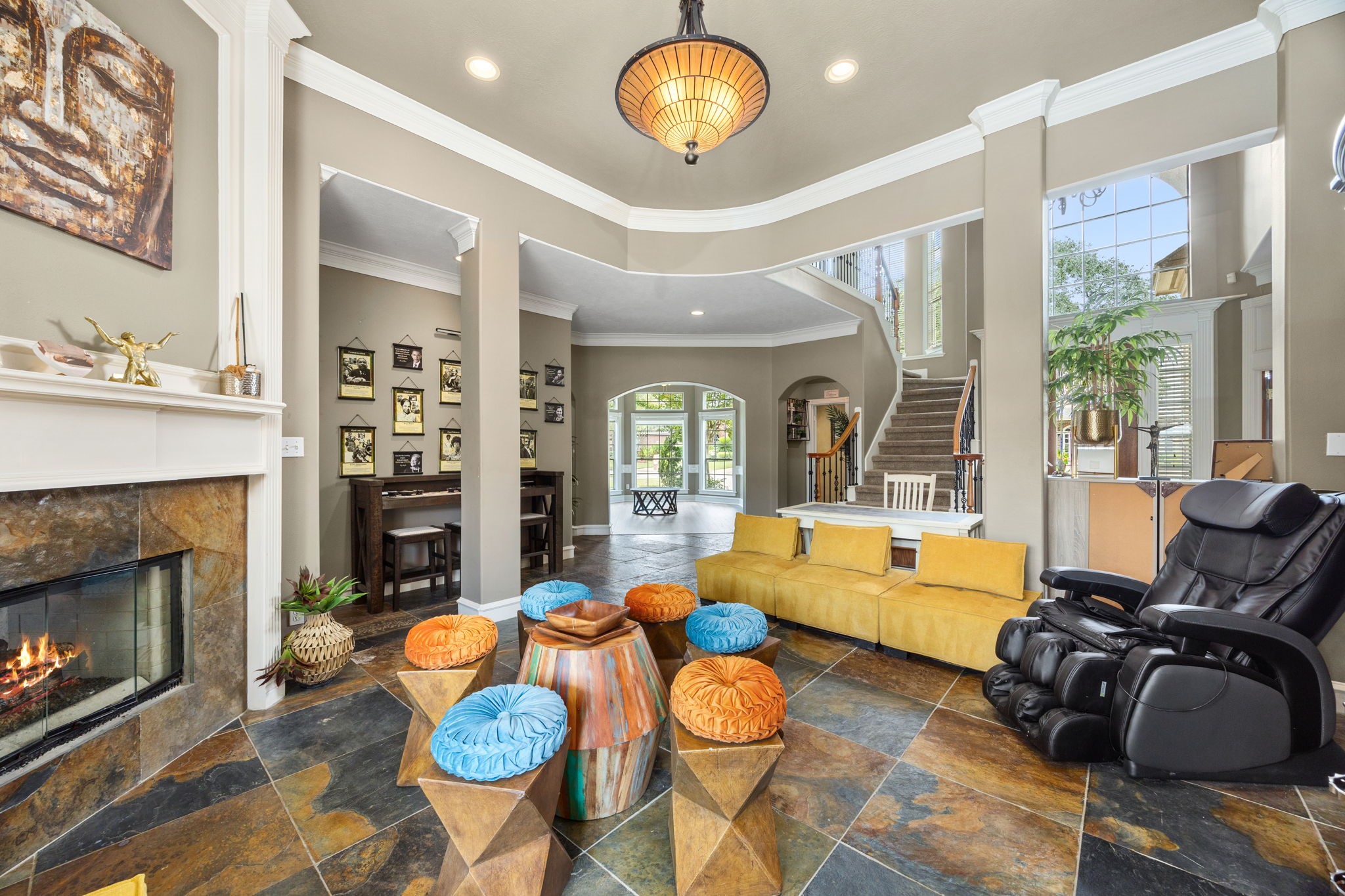 13307 Cypress Pond Road Cypress, TX 77429 - Photo 11 of 50 a living room with furniture and a fireplace