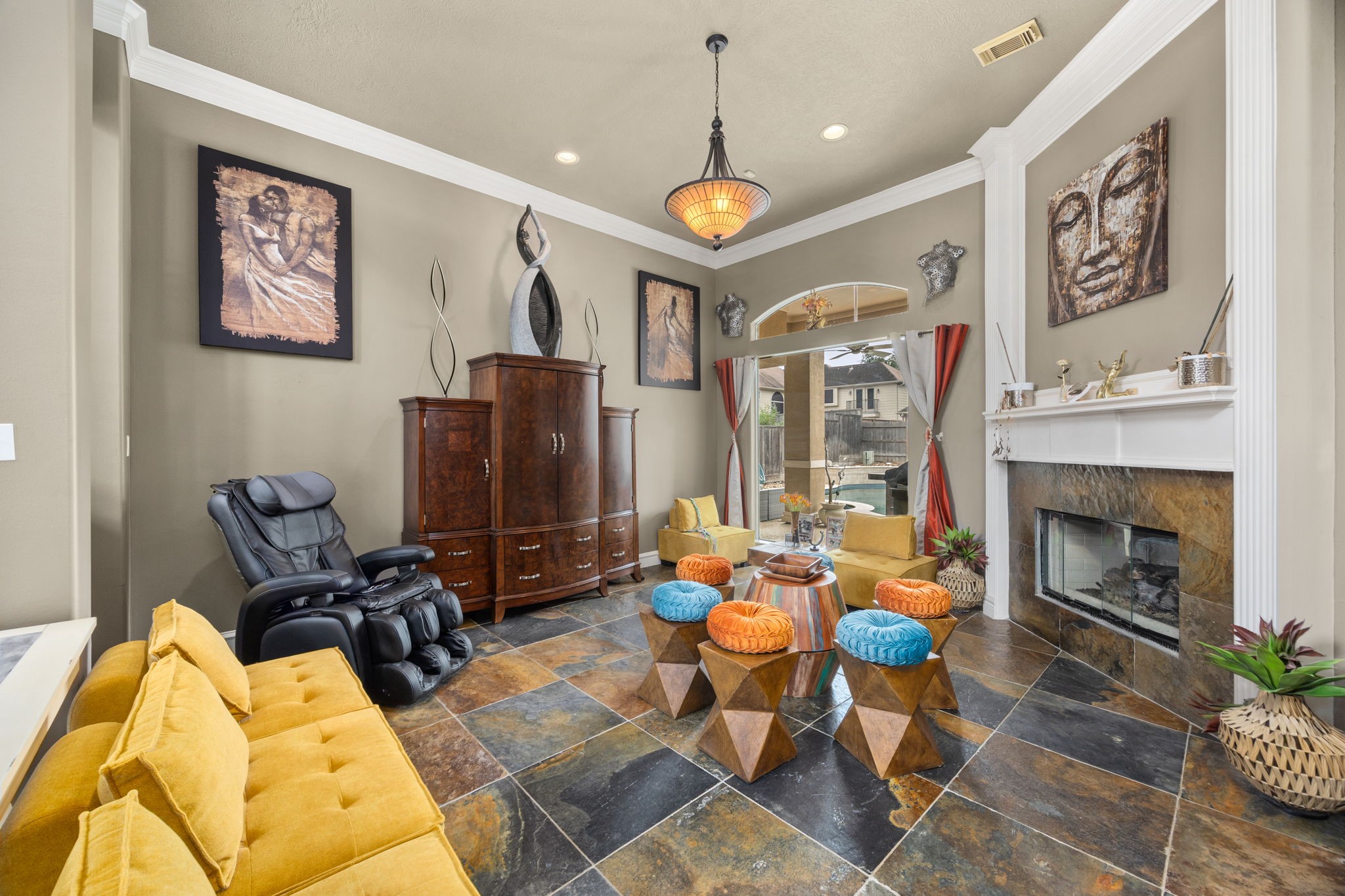 13307 Cypress Pond Road Cypress, TX 77429 - Photo 10 of 50 a living room with furniture a table and kitchen view