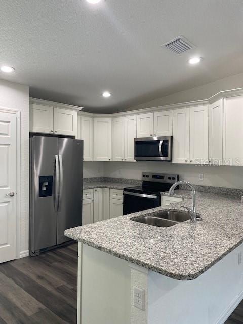 40 Maple Lane Ocklawaha, FL 32179 - Photo 20 of 50 a kitchen with granite countertop a refrigerator sink and cabinets