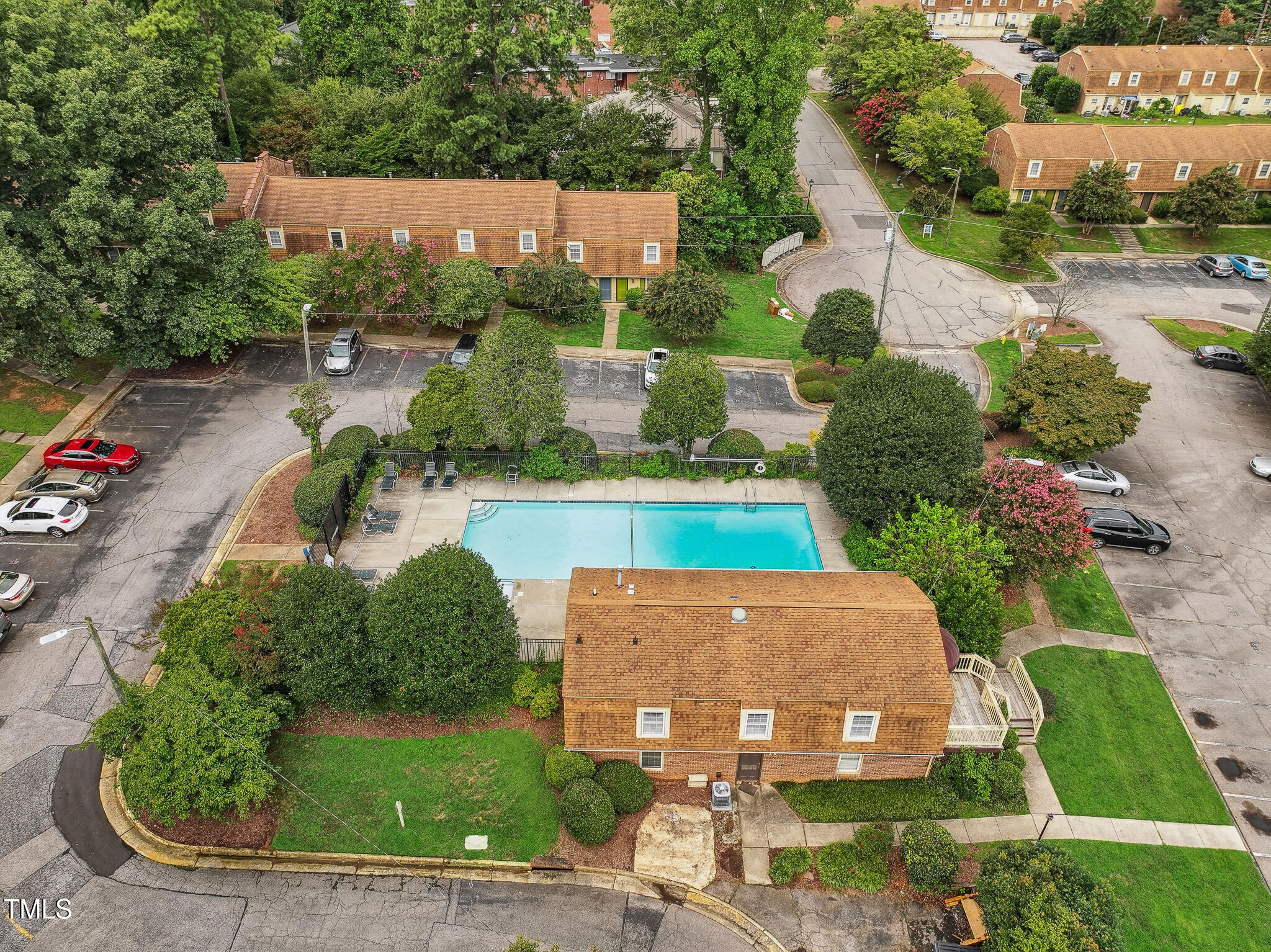 149 Jones Franklin Road, Unit A Raleigh, NC 27606 - Photo 20 of 21 an aerial view of a house with garden space and street view