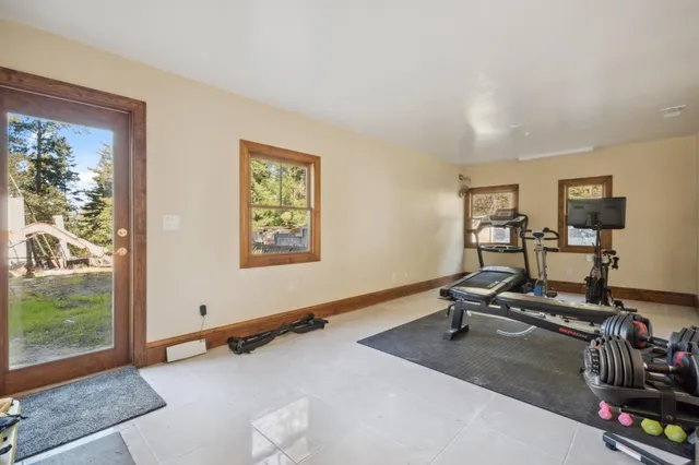 a view of a room with gym equipment