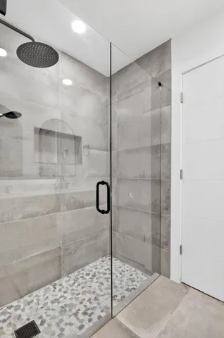 a bathroom with a shower