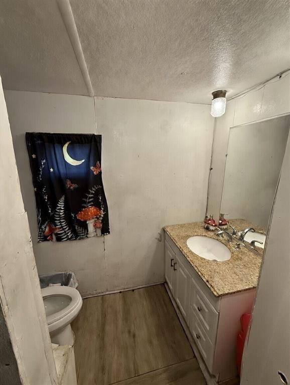 7443 Anderlan Road The Colony, TX 75056 - Photo 12 of 15 a bathroom with a granite countertop sink a toilet and a mirror