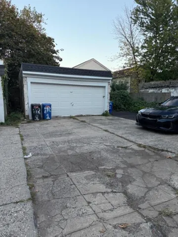 a view of a car parked in garage