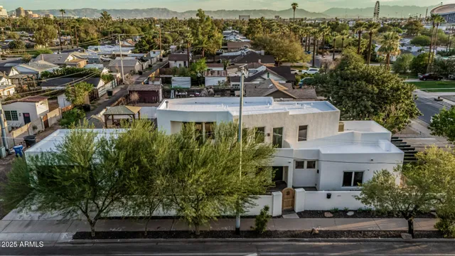 an aerial view of a house