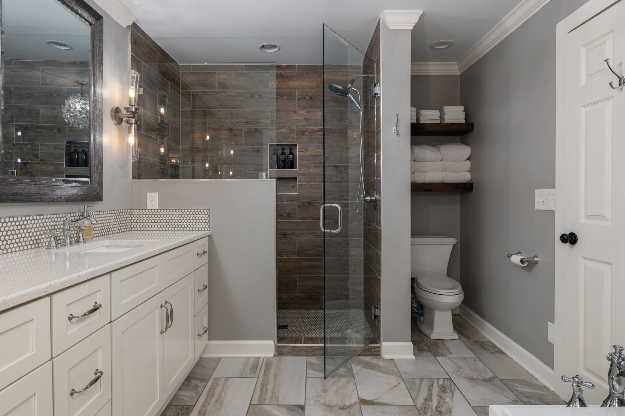 1496 Coleman Road Franklin, TN 37064 - Photo 25 of 73 a bathroom with a granite countertop sink toilet and shower