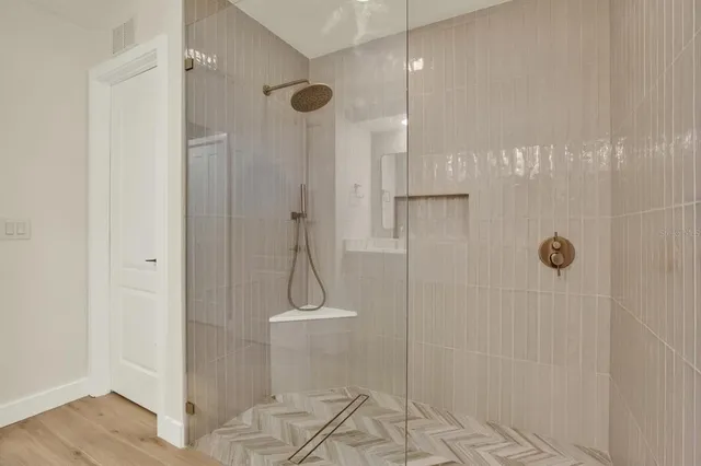 a bathroom with a shower