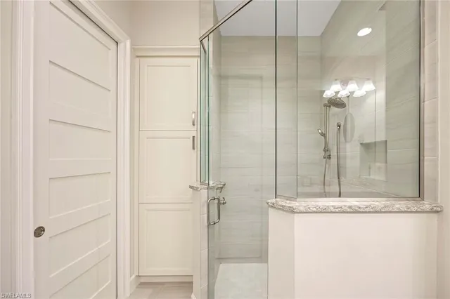 a bathroom with a shower