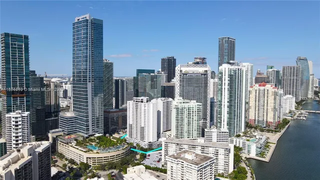 a view of a city with tall buildings