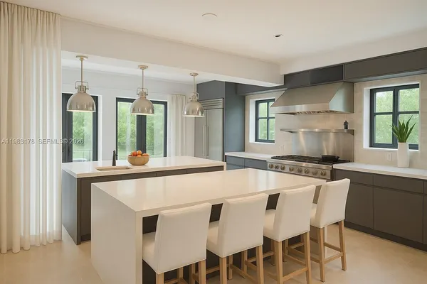 a dining table with chairs and window