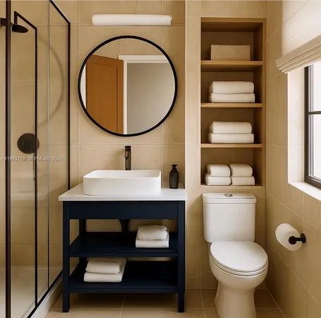 a bathroom with a toilet a sink and a mirror