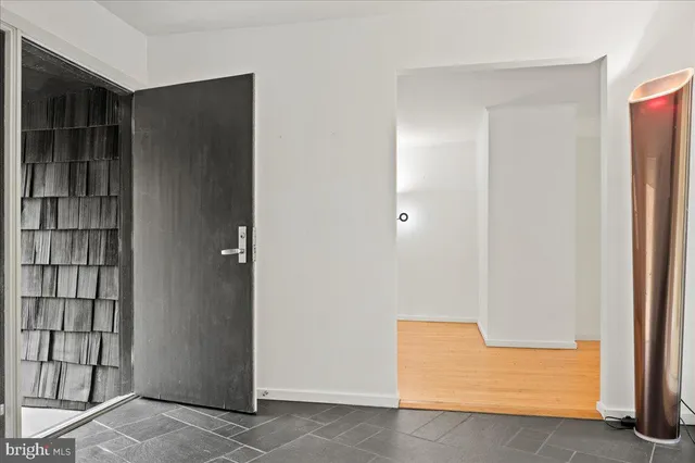 an empty room with closet